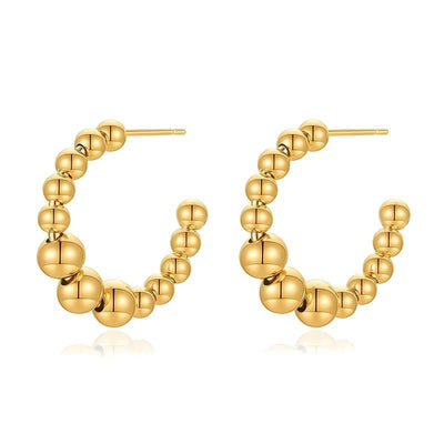 Golden Beaded Hoop Earrings