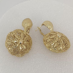 Golden Filigree Dome Earrings