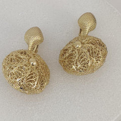 Golden Filigree Dome Earrings