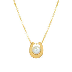 Golden Horseshoe Pearl Necklace