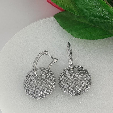 Silver Mesh Disc Earrings